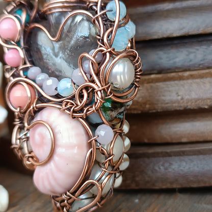 Heart of the ocean. Reversible vial necklace