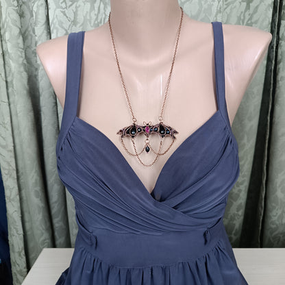 Dark lady. Bat necklace