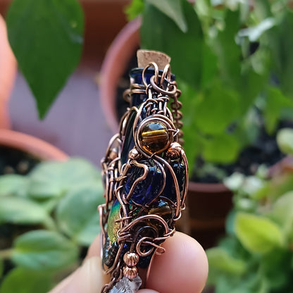 Blue autumn vial necklace