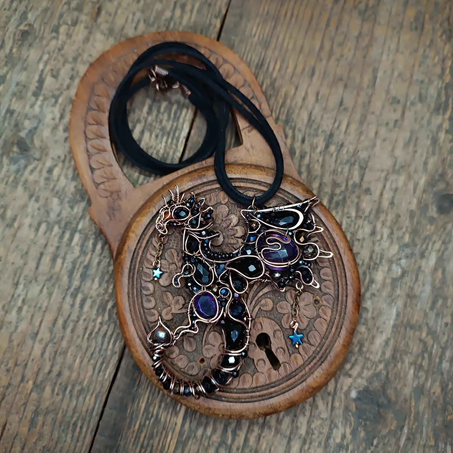 Amethyst midnight dragon necklace