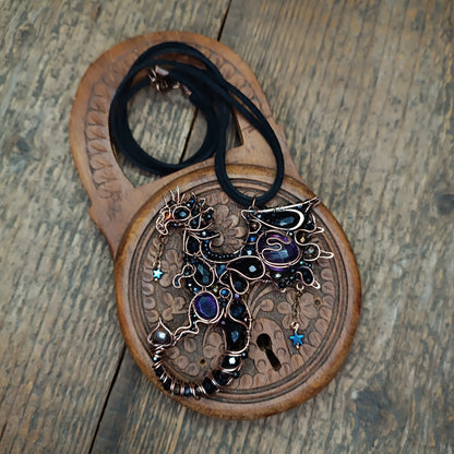 Amethyst midnight dragon necklace