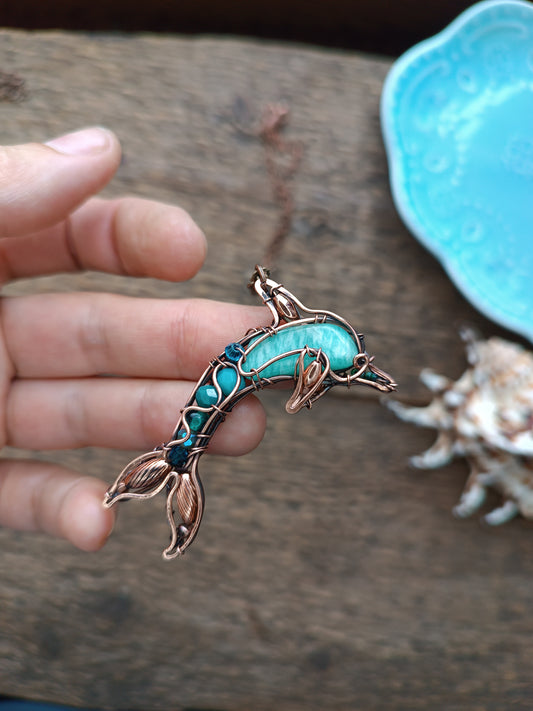 Amazonite dolphin 🐬 pendant
