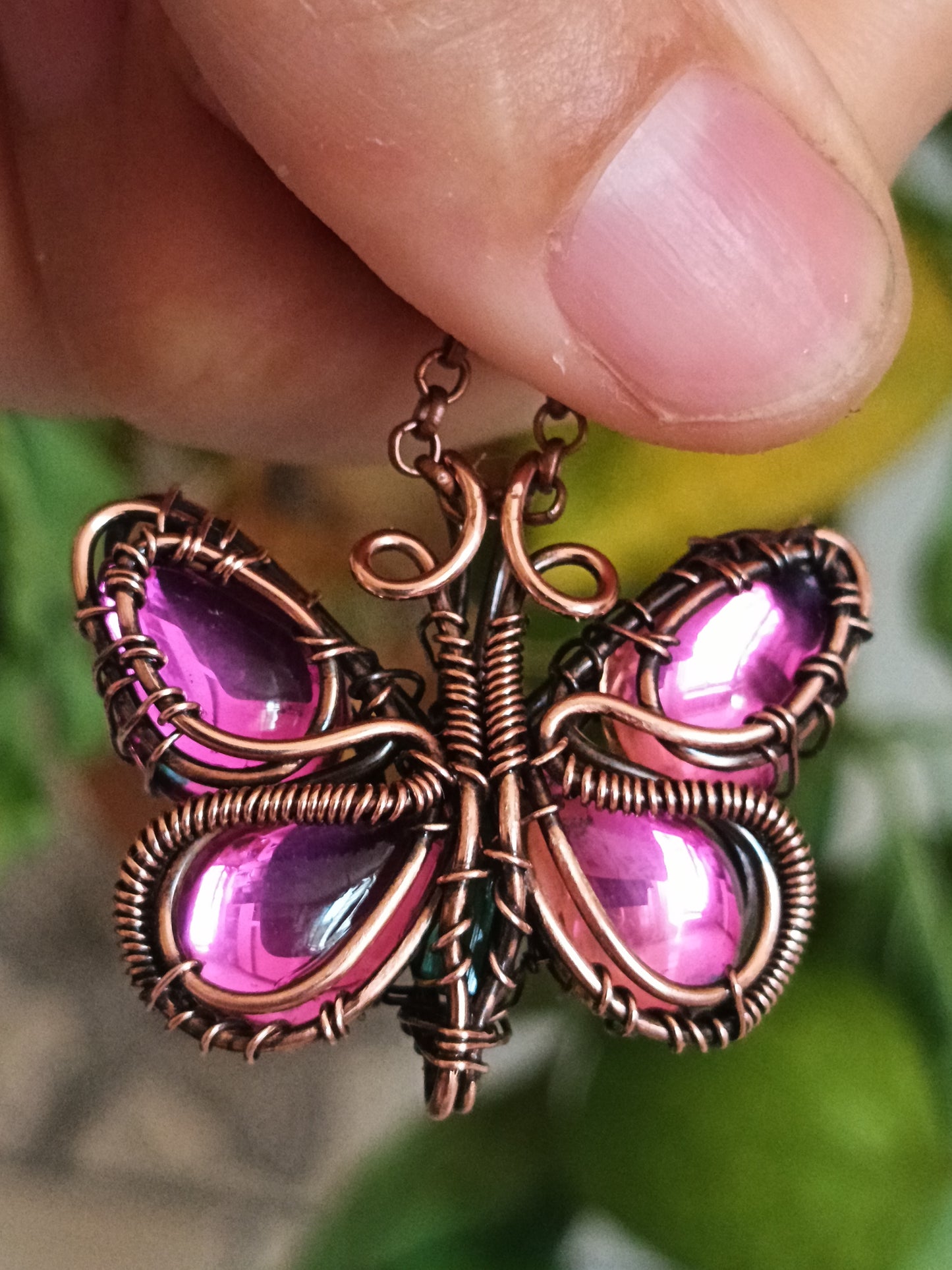 Magenta pink butterfly charm