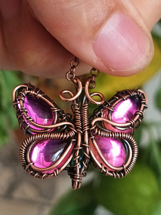 Magenta pink butterfly charm