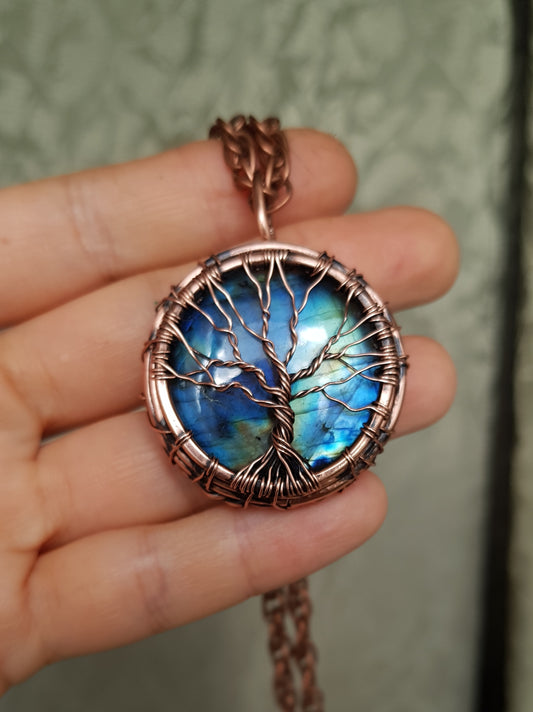 Labradorite tree of life pendant