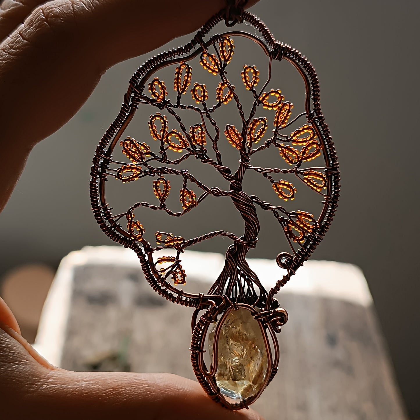 Citrine tree of life necklace