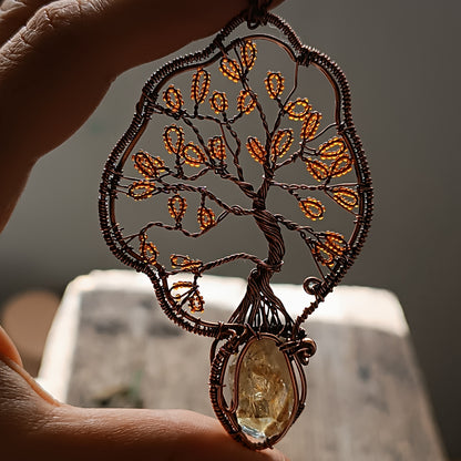 Citrine tree of life necklace