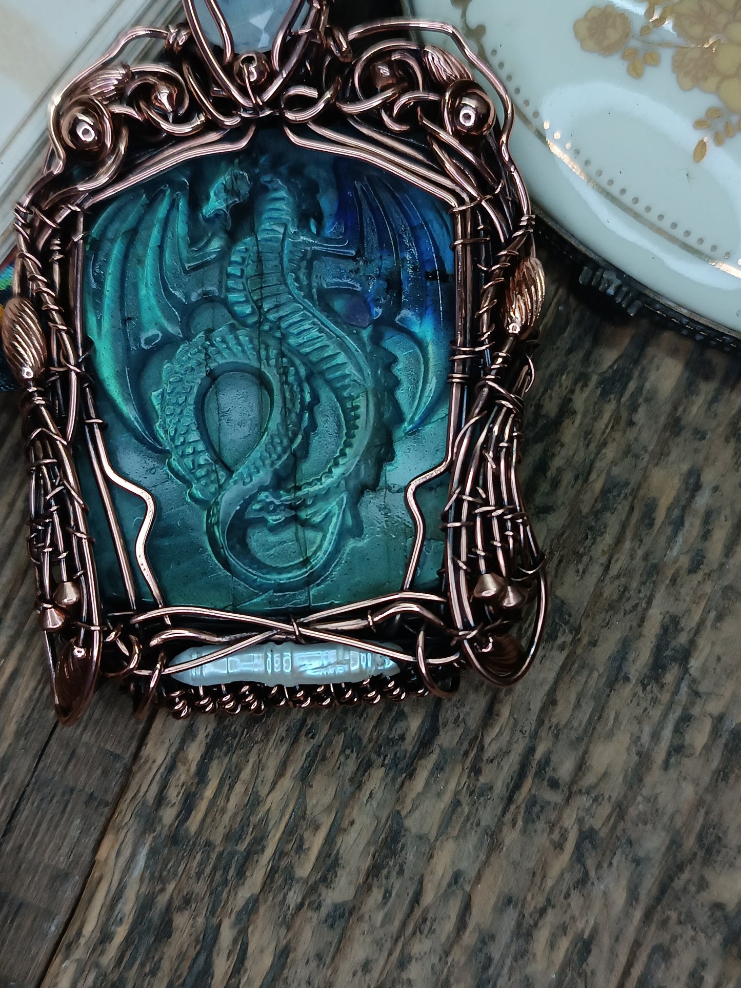 Blue dragon necklace