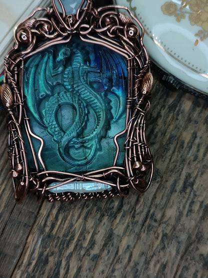 Blue dragon necklace