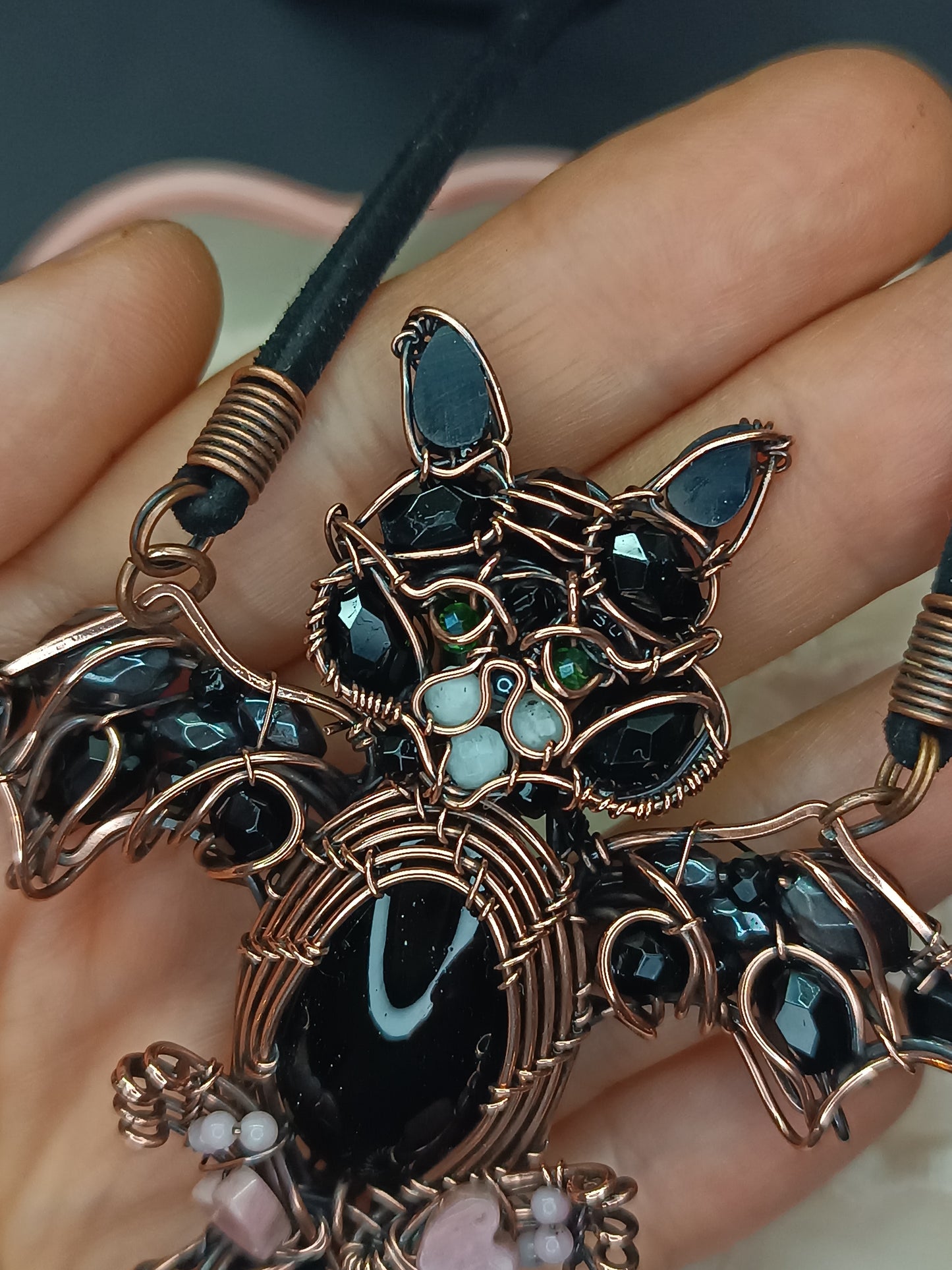 Kitty bat necklace