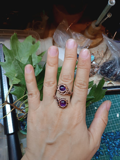 Two amethysts adjustable ring