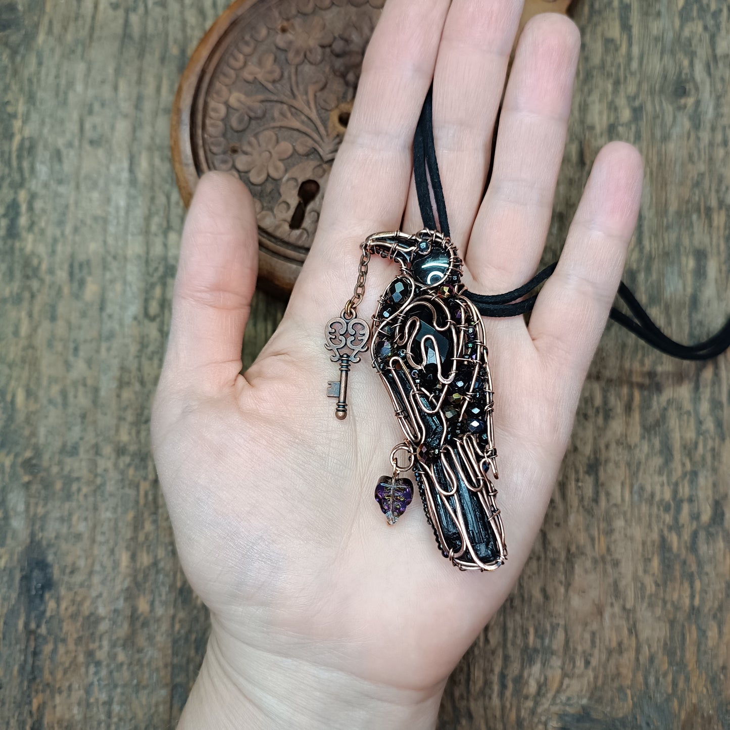 Secret keeper. Raven necklace.