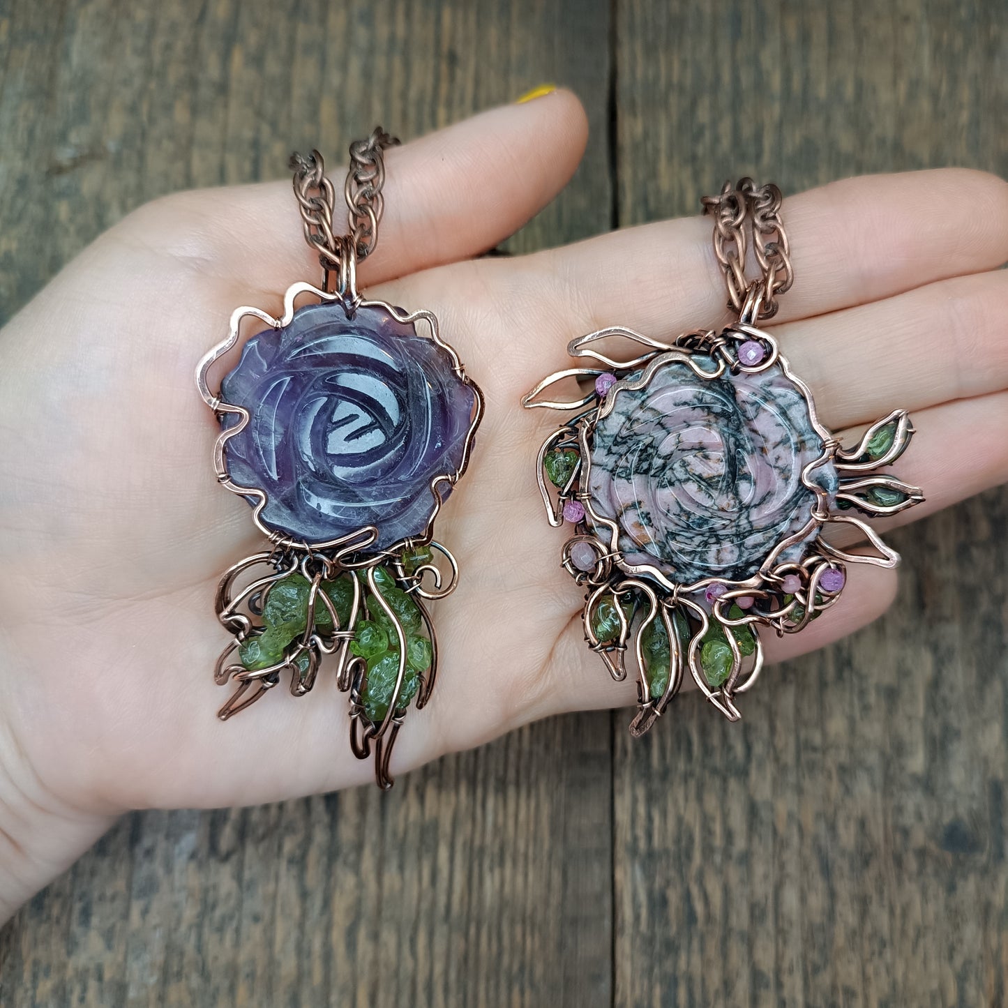 Two rose pendants. Made to order.