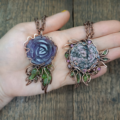 Two rose pendants. Made to order.