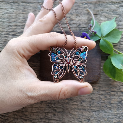 Iridescent butterfly necklace