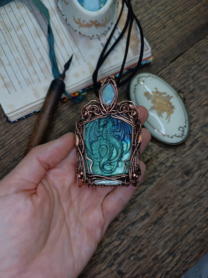 Blue dragon necklace
