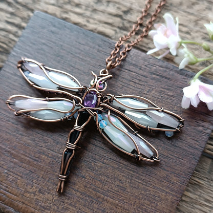 White dragonfly pendant