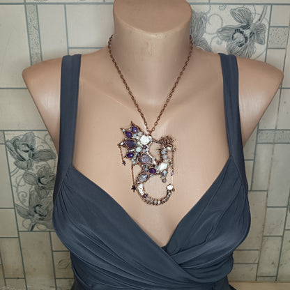 Amethyst night Stars catcher. Dragon necklace.