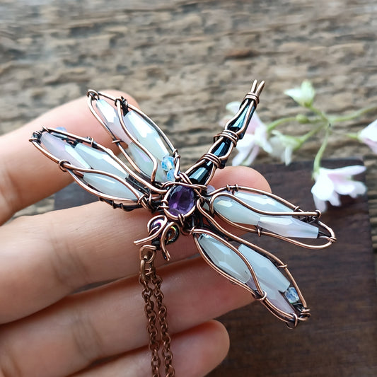 White dragonfly pendant