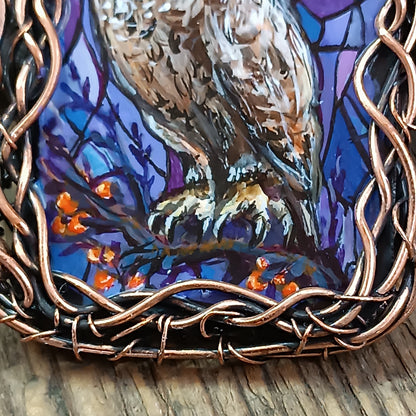 Stained glass windows owls necklace 🦉 Reversible.