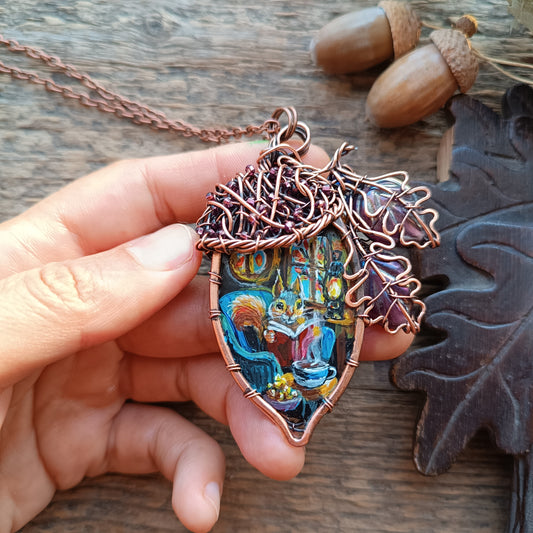 Squirrel's house necklace