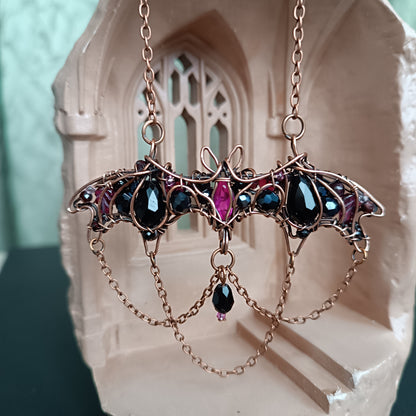 Dark lady. Bat necklace