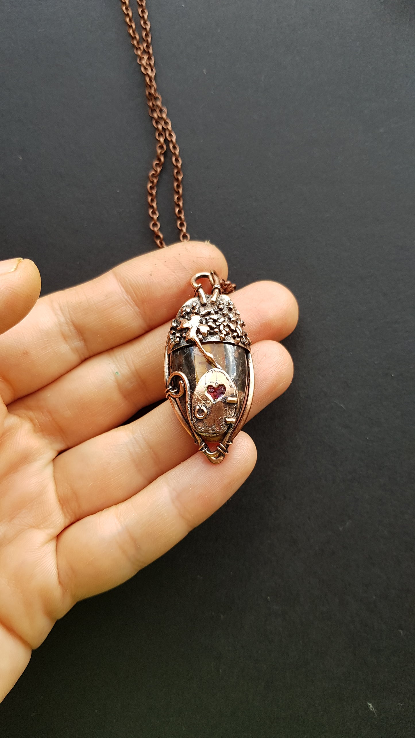 Acorn fairy house pendant.