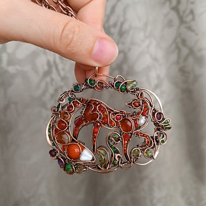 A day in the forest. Fairy tale fox necklace.