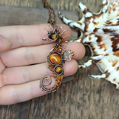 Tiger eye seahorse pendant