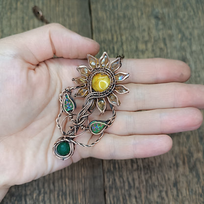 Sunflower necklace for Cheri