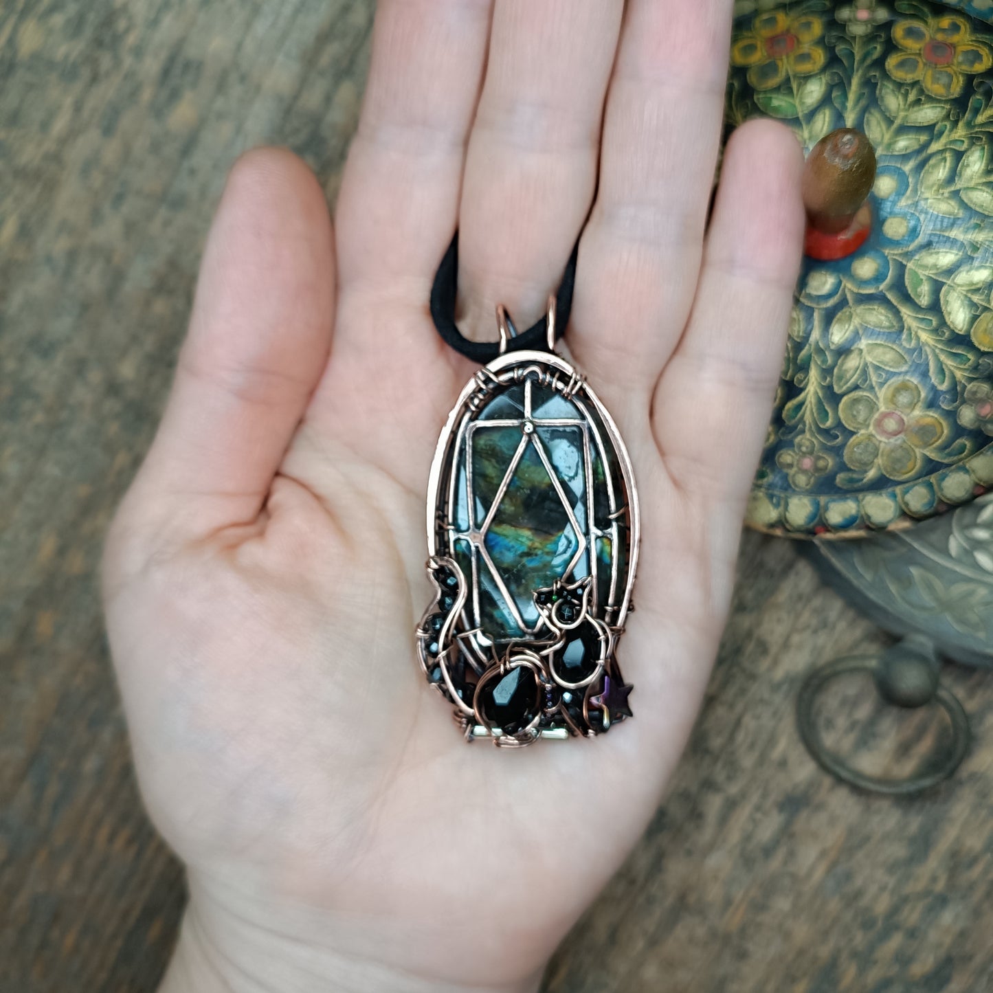 Cat in the window. Necklace