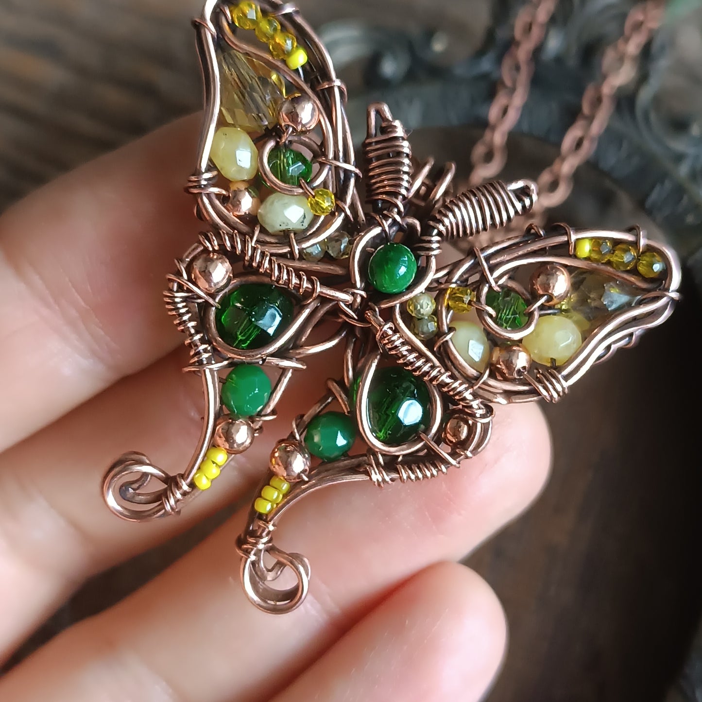 Luna moth necklace