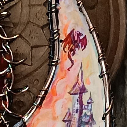 The ballad of Red dragon and his love. Wearable art necklace.