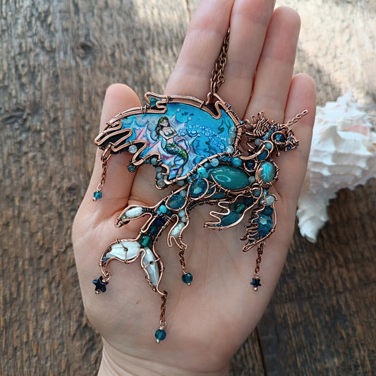 Water dragon. Wearable art necklace