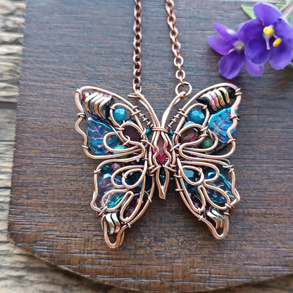 Iridescent butterfly necklace