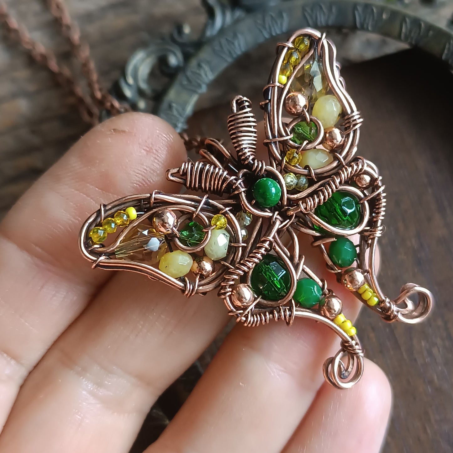 Luna moth necklace