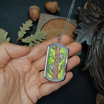 Wizard's helpers🌿 Painted pendant🦉🐿️