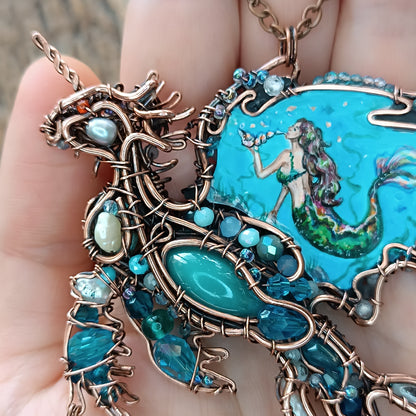 Water dragon. Wearable art necklace