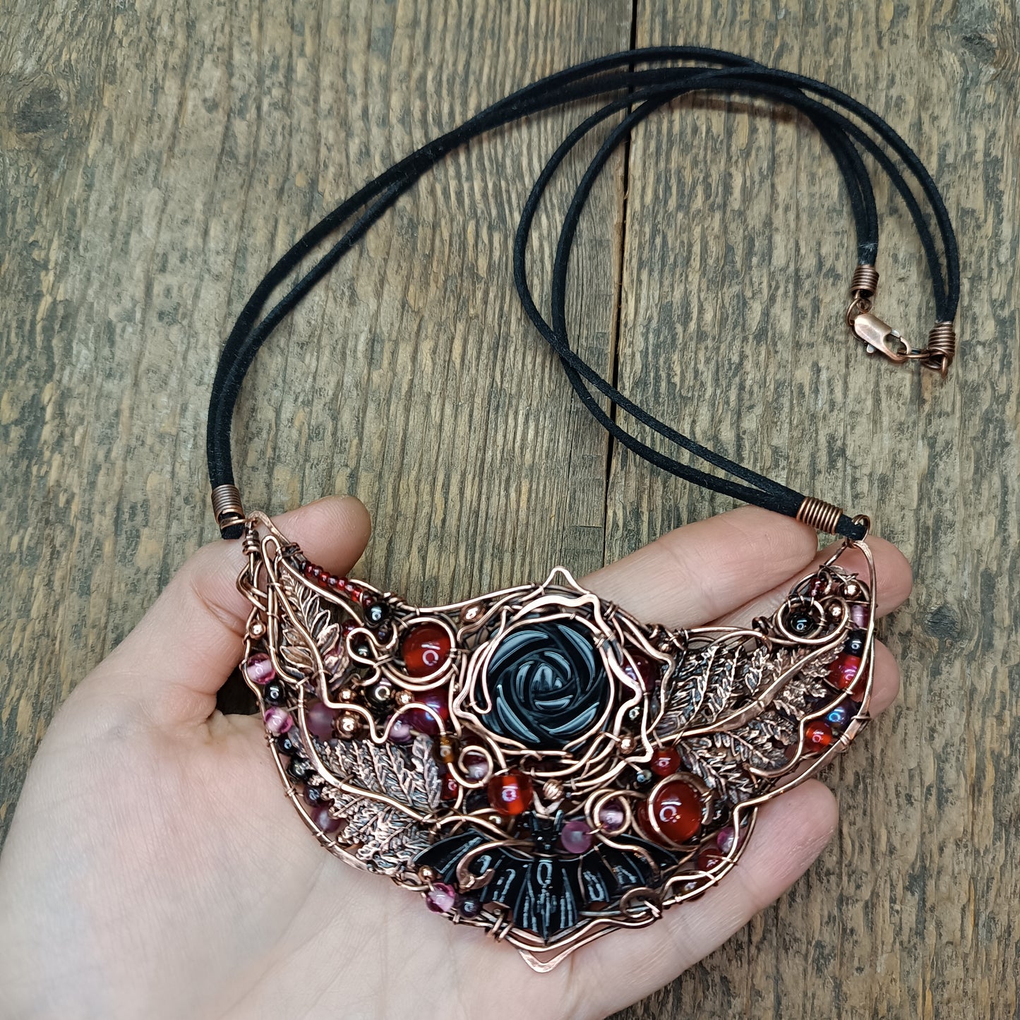Dark rose statement necklace