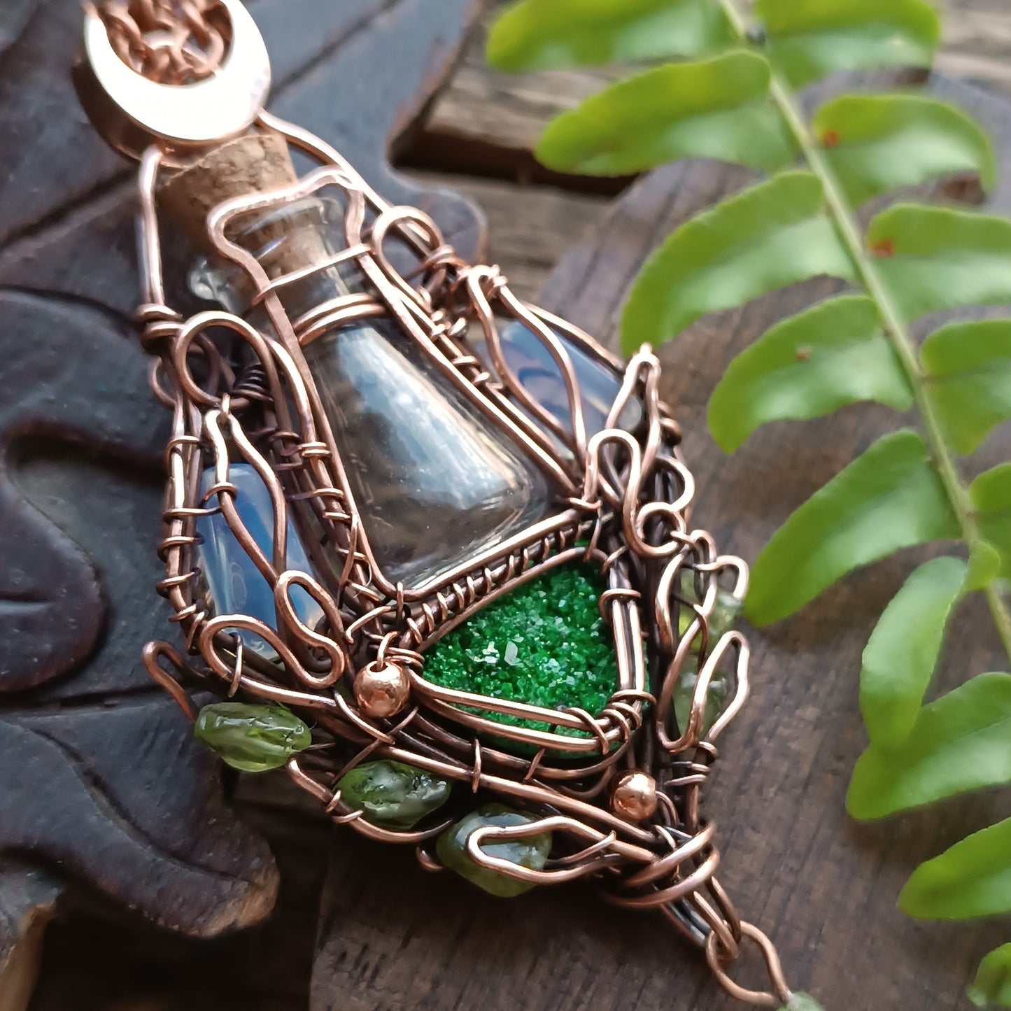 Green lantern. Vial necklace