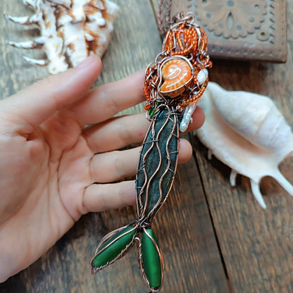 Red head mermaid necklace 🧜🦀