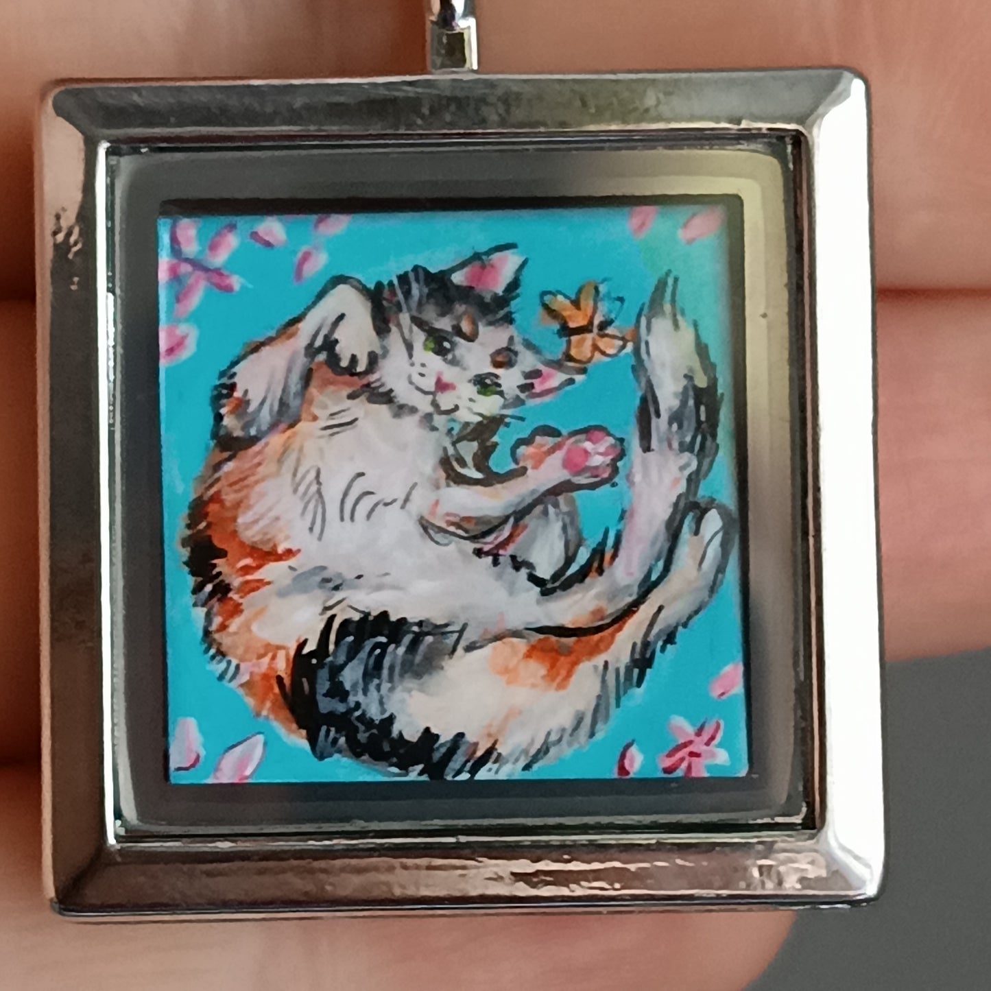 Sakura cats enjoying life🌸Hand painted pendant
