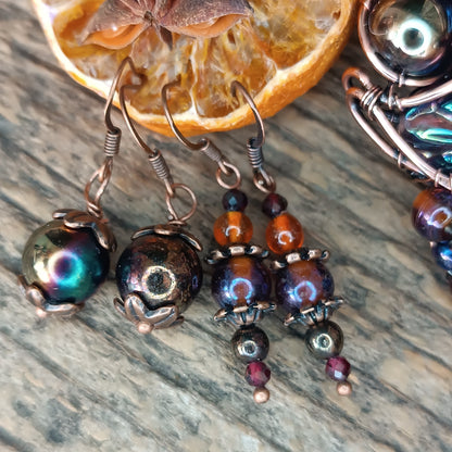 Beaded statement necklace and earrings.