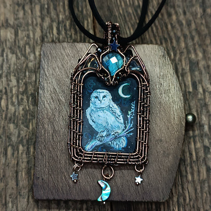 Moonlight ballade. Owl and Dragon necklace.
