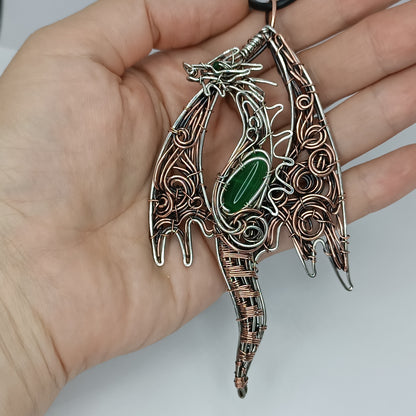 Silver and copper dragon necklace