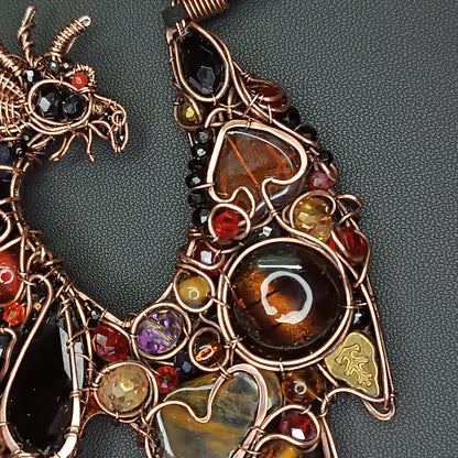 Fire dragon statement necklace