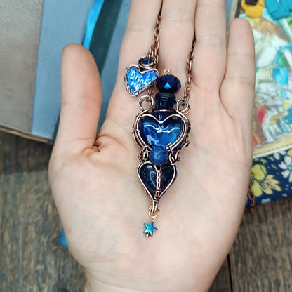 Blue magical "Drink me" bottle necklace💙