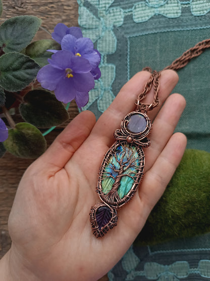 Magical reversible wire wrapped copper tree of life necklace.