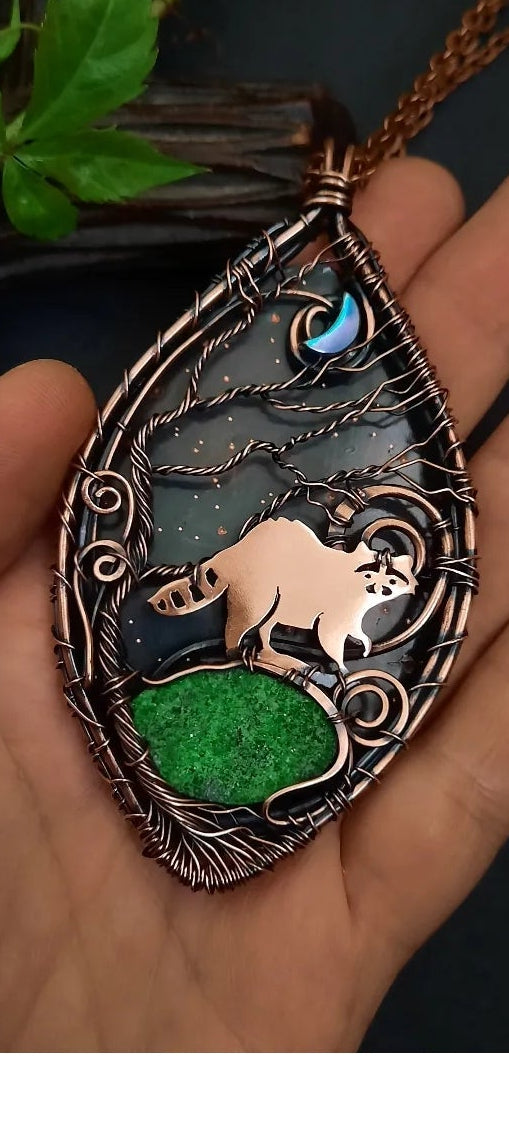 For Amanda. Custom raccoon necklace. First payment