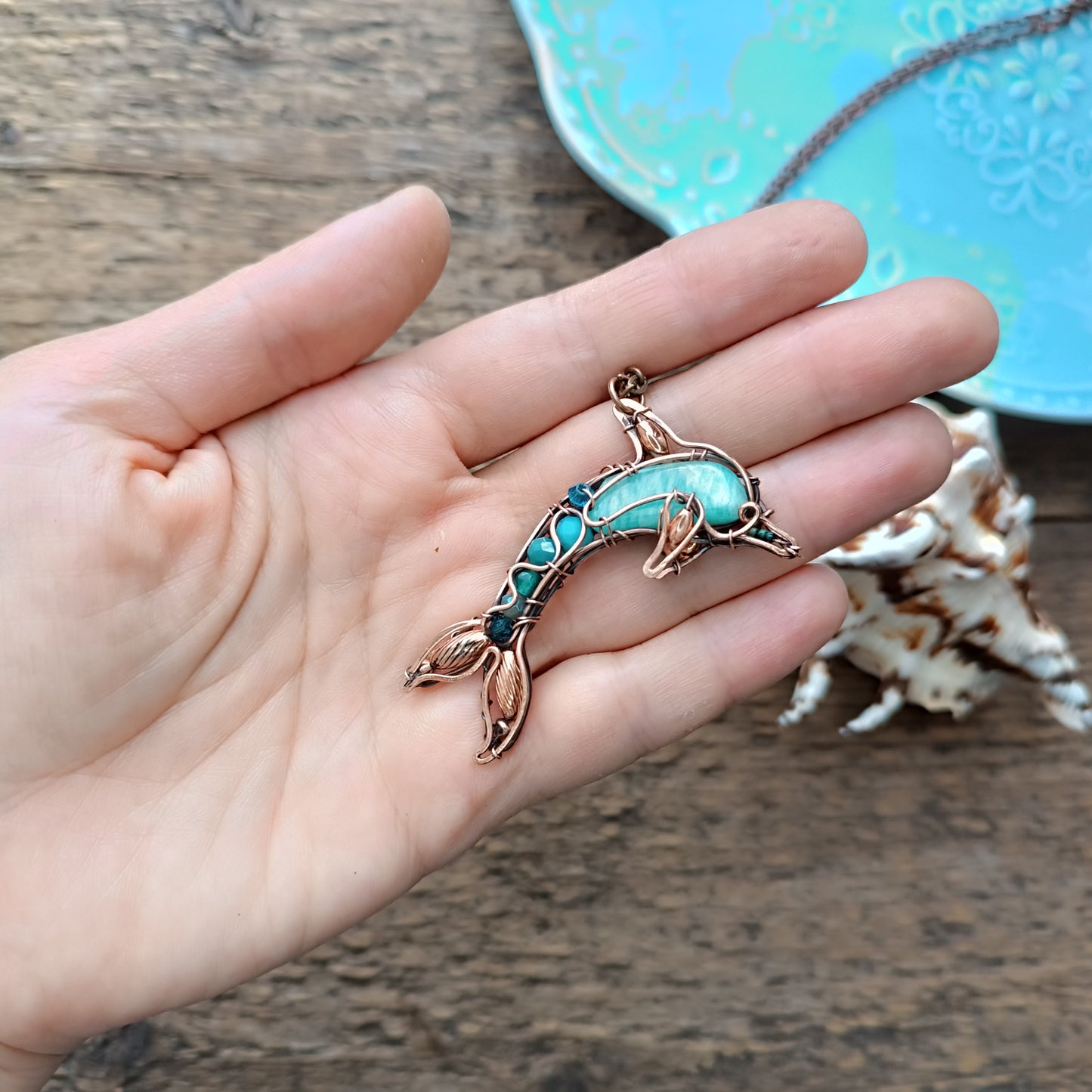 Amazonite dolphin 🐬 pendant